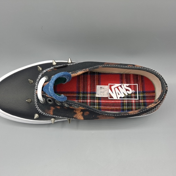 New Vans Authentic Tartan Daze Black Acid Dye Spikes Studs Punk Women's Size 8.5 - Picture 7 of 9